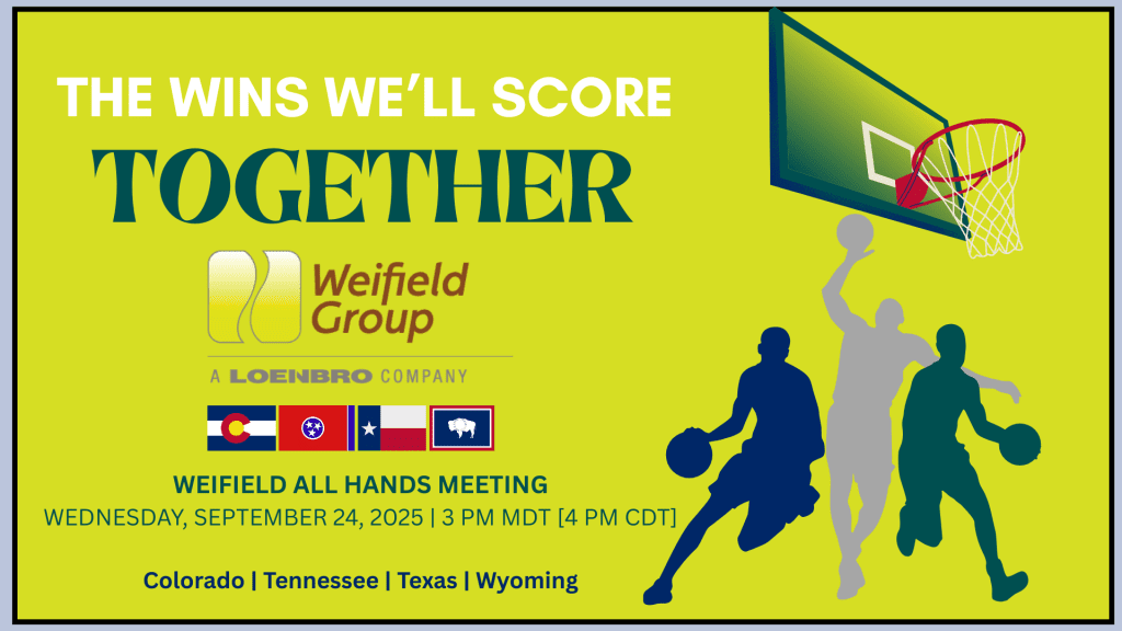 Weifield’s teams in our Rocky Mountain, Texas, and Tennessee regions gathered in their regional offices for our All Hands meeting on September 24th — which was livestreamed to all locations from our Centennial, CO headquarters!